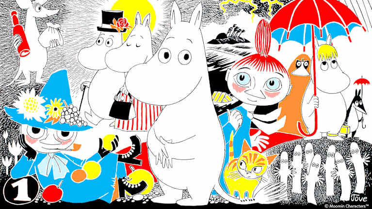 Muumihahmoja Toven Janssonin piirustuksessa.