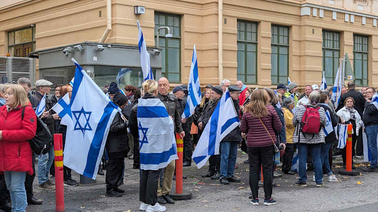 Israelia tukeva mielenosoitus Helsingissä.