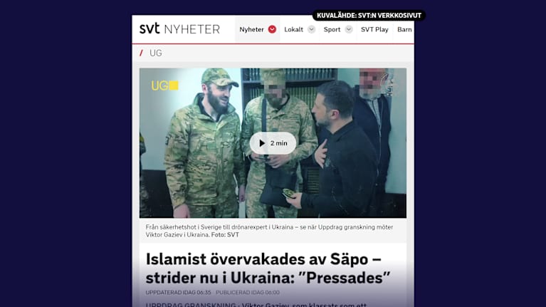 Kuvakaappaus SVT:n verkkosivusta.
