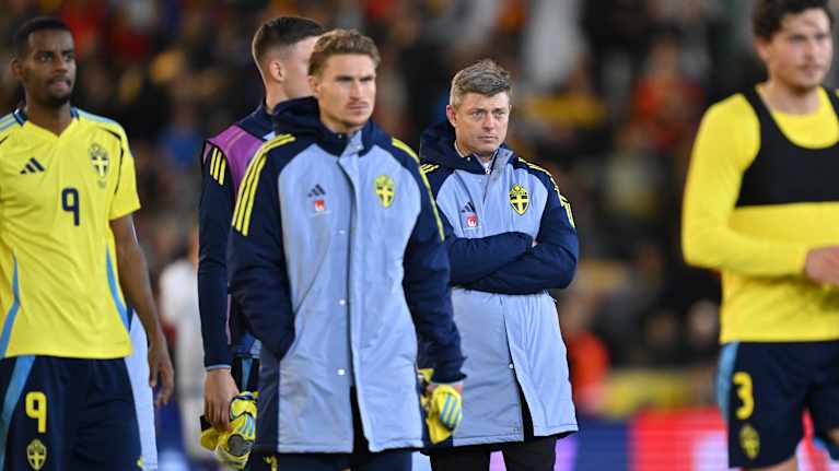 Jon Dahl Tomasson under match mot Kosovo.