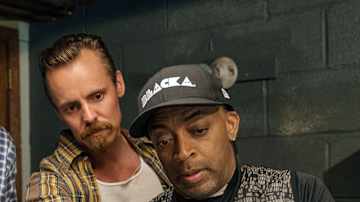 BLACKKKLANSMAN, from left: Adam Driver, Jasper Paakkonen, director Spike Lee