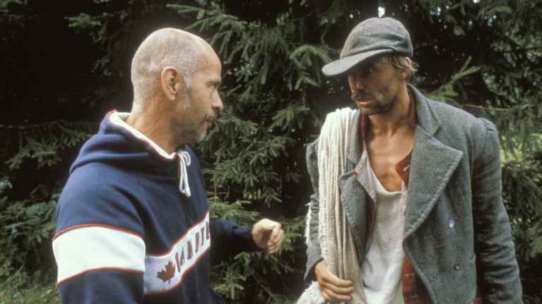 Jouko Turkka ja Kai Lehtinen Seitsemän veljestä -sarjan kuvauksissa.