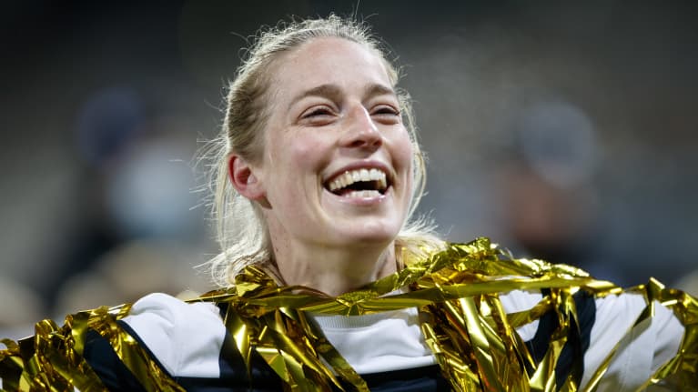 Linda Sällström juhlii EM-kisapaikkaa.