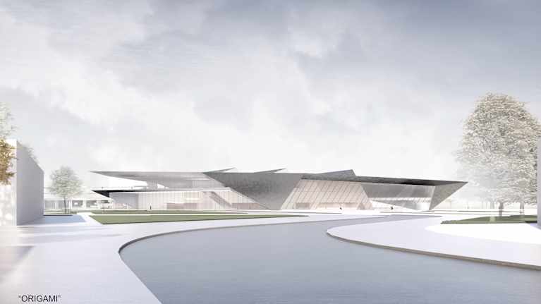 Origami-rakennuksen havainnekuva.