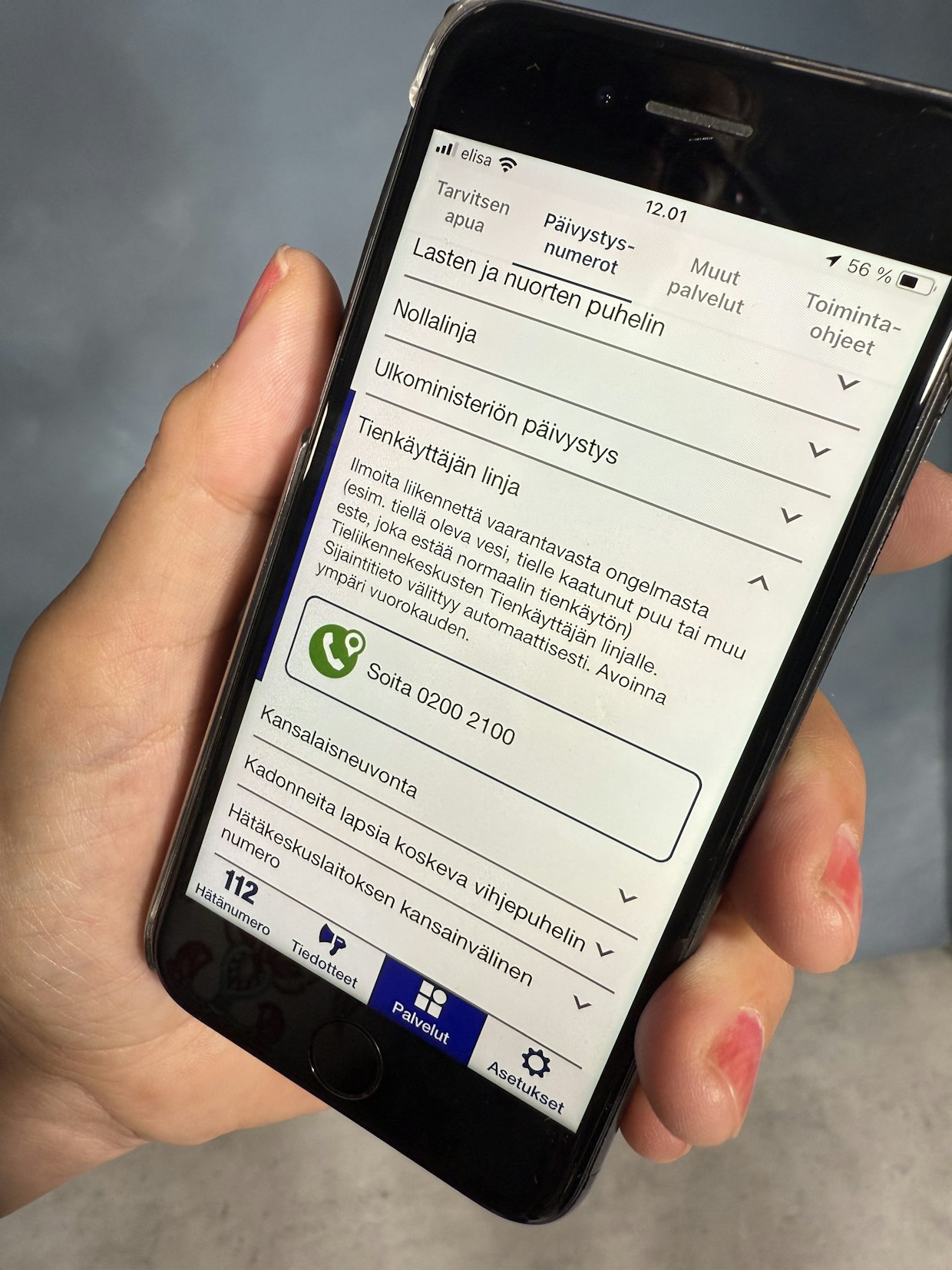 Sovelluksessa on paljon hyötytietoa ja muun muassa tienkäyttäjän linja.