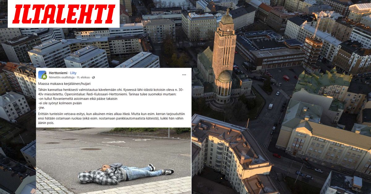 Maassa makaava mies hämmentää Helsingissä