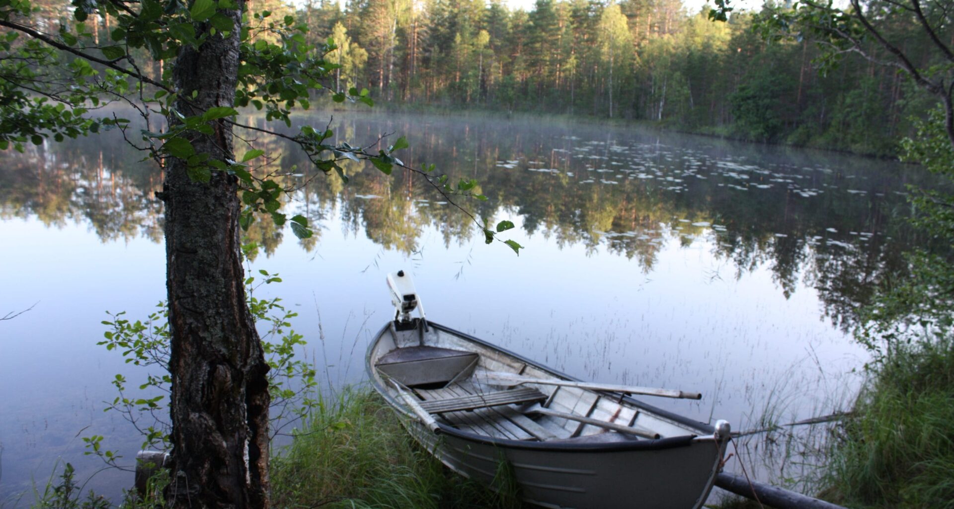 vene järvi ja metsää