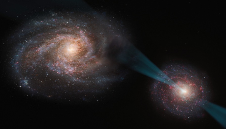 Galaksi pommittaa toista galaksia hiljentäen sen tähtituotannon