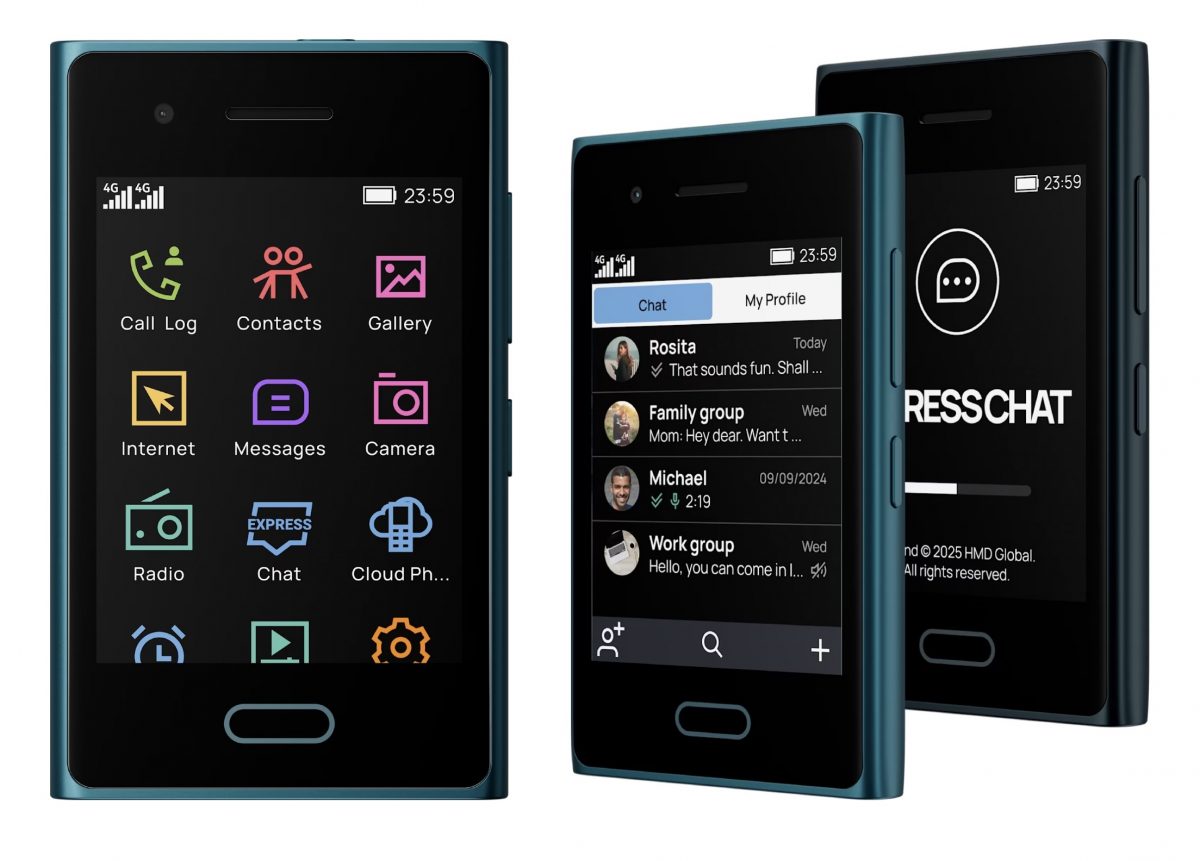 HMD Touch 4G:n sovellusvalikko ja Express Chat -sovellus.