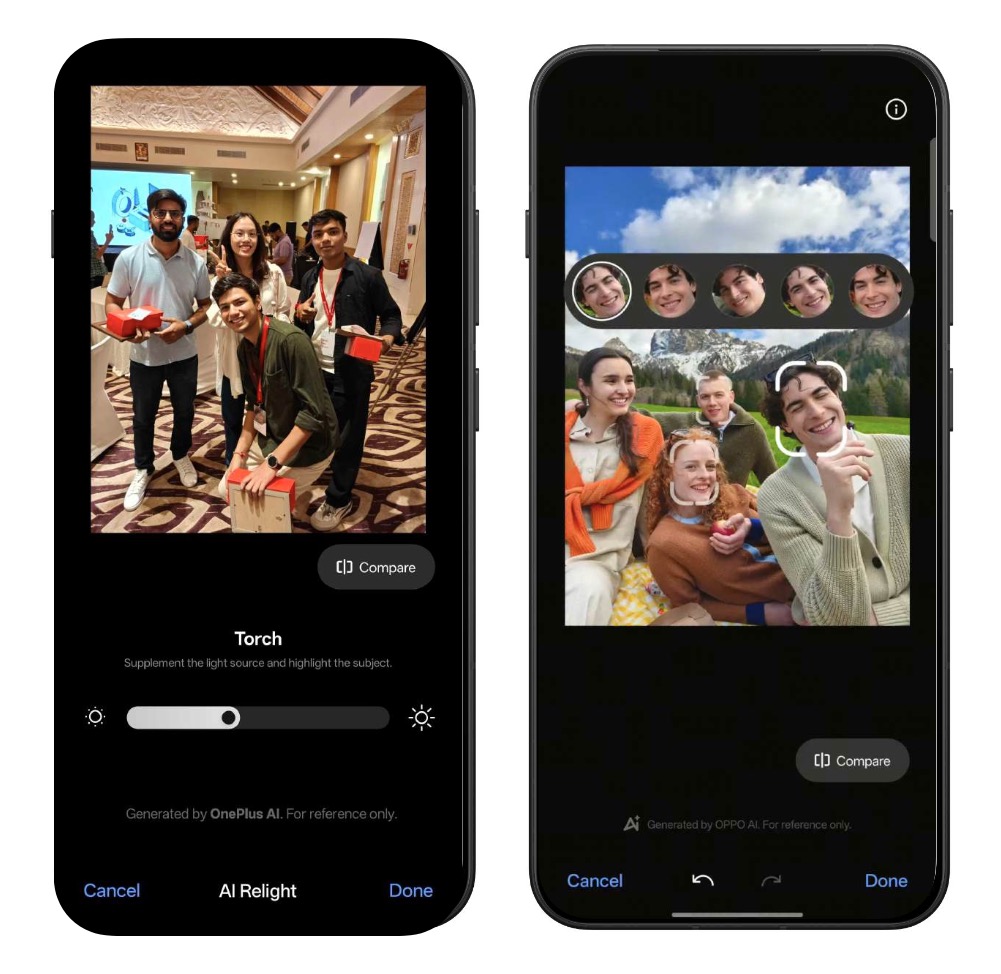 AI Portrait Glow ja AI Perfect Shot auttavat parantamaan kuvia.