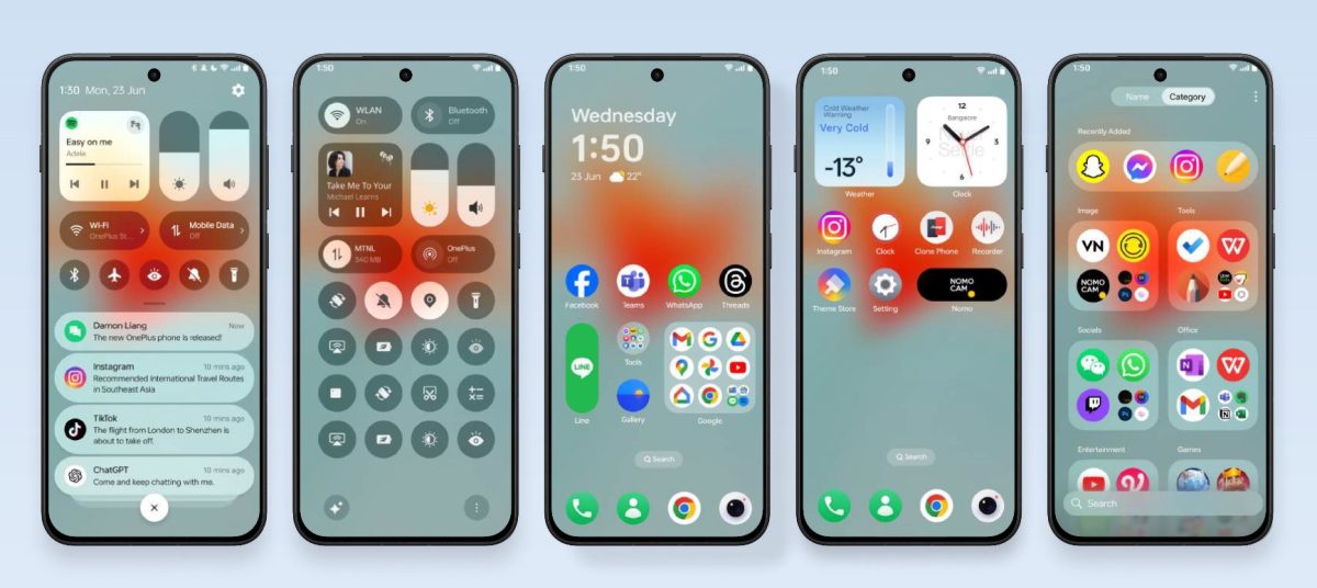 OxygenOS 16 tuo hieman uutta ilmettä käyttöliittymään.