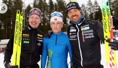 Kusti-Emil Juntunen, 14, hiihti viestin Iivo Niskasen ja Perttu Hyvärisen kanssa