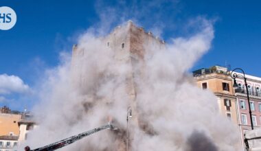 Lähes 800 vuotta vanha torni romahti osittain Rooman keskustassa