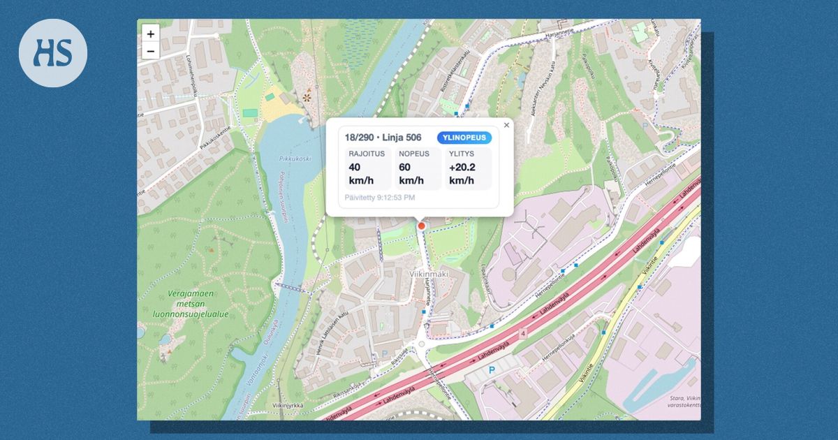 Joku teki nettisivun, joka näyttää HSL:n bussien ylinopeudet kartalla