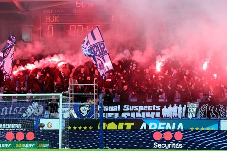HJK:n mukaan häiriökäyttäytyjät ja heidän tunnuksensa eivät enää jatkossa ole tervetulleita seuran otteluihin. Ultraryhmä Usual Suspects Helsingin banderolli ja lippu olivat näyttävästi esillä Klubipäädyssä KuPS-ottelussa.