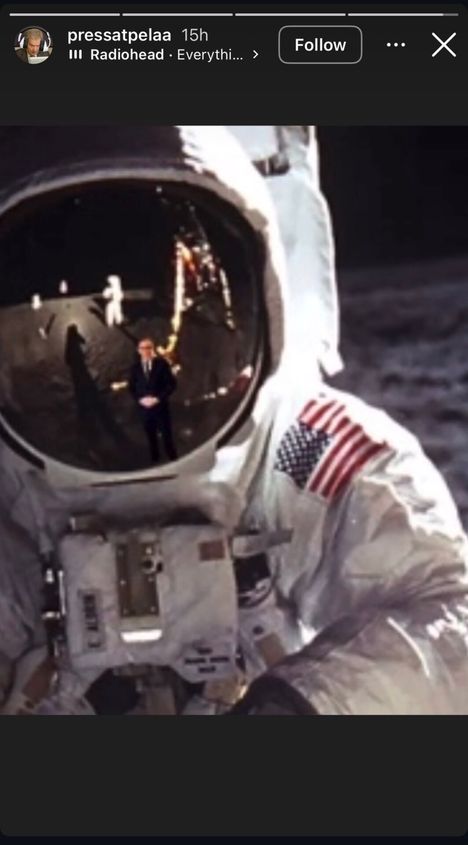 Matias Marttinen nimesi kuukävelymeemin suosikkimeemikseen omasta kuvakohustaan.