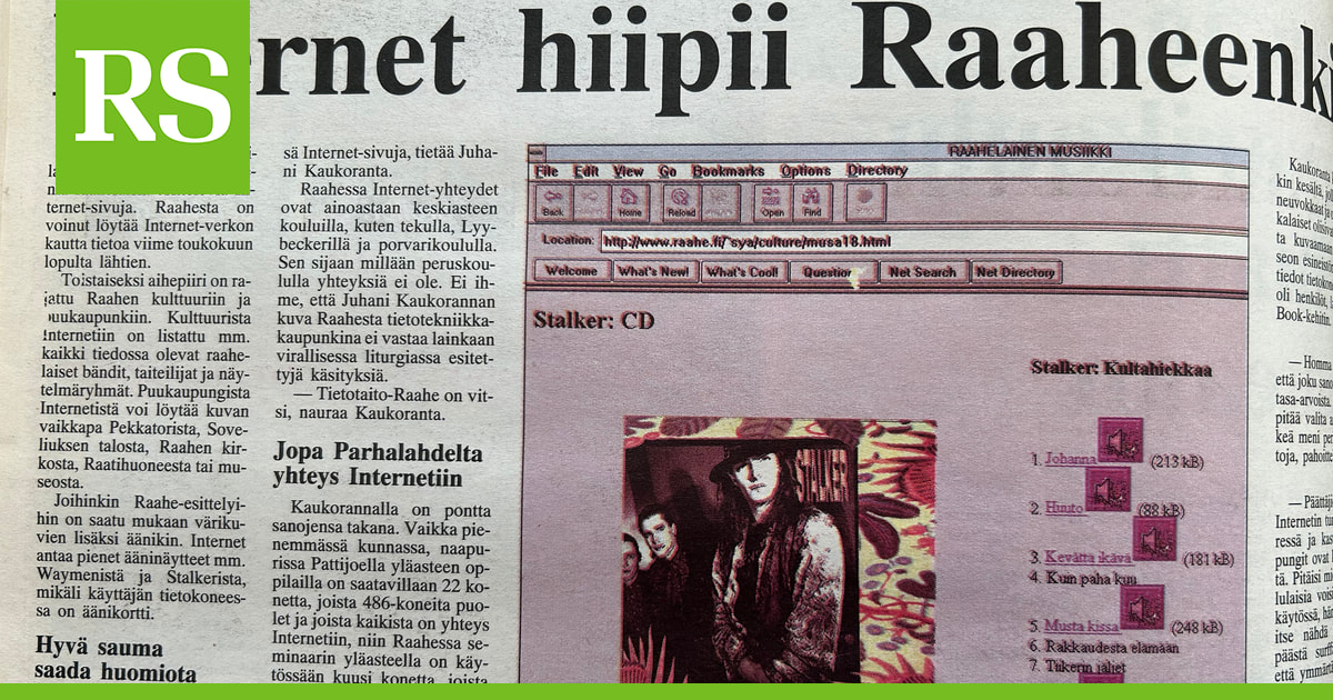 Vuosien takaa: Internet hiipii Raaheenkin, kerrottiin lokakuussa 1995