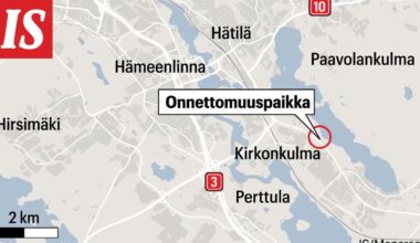 Hämeenlinnan Mantereenlinnalla meneillään ihmisen pelastaminen