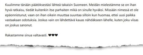 Sijaisäiti lohdutti tyttöä. Hän kertoi, että sijaisvanhemmat rakastavat tyttöä kovasti.