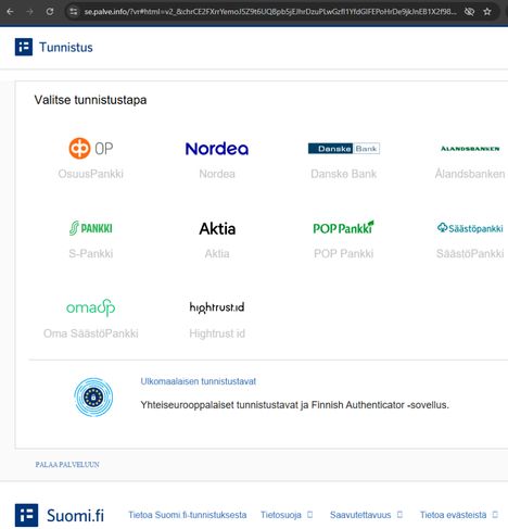 Tunnistussivu on kopioitu Suomifi:stä.