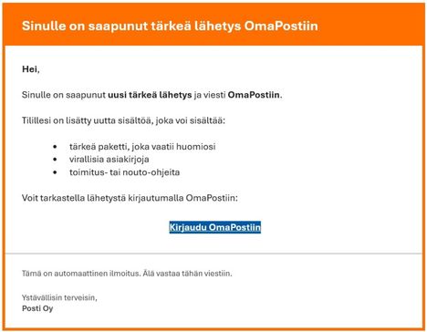Kirjaudu OmaPostiin -linkki yllättää.