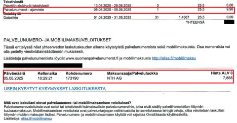Laskuun on merkitty veloitus sveitsiläiselle NTH AG:lle.