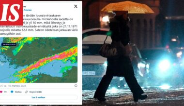 Virolahdella ollaan rikkomassa marraskuun vuorokausisade-ennätystä