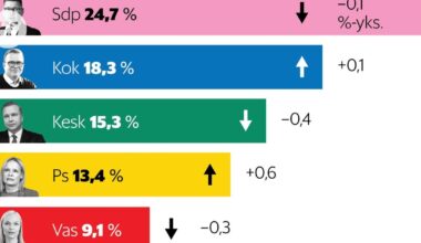 Perussuomalaisten kannatus osoittaa elpymisen merkkejä