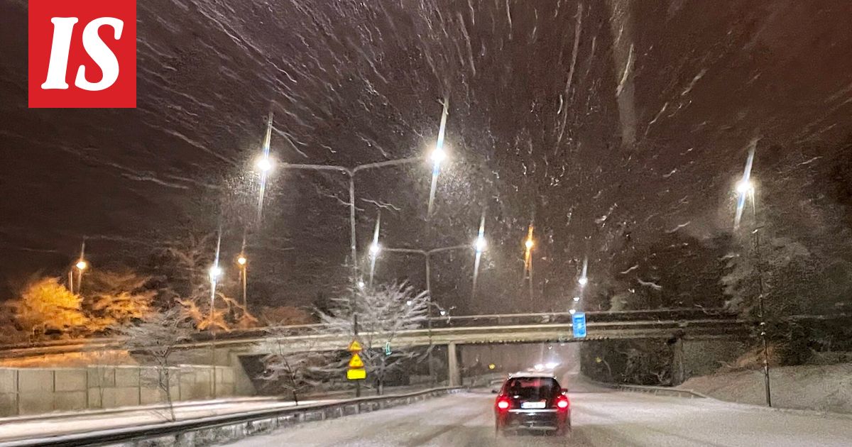 Lumisade huonontaa ajokeliä Etelä- ja Keski-Suomessa
