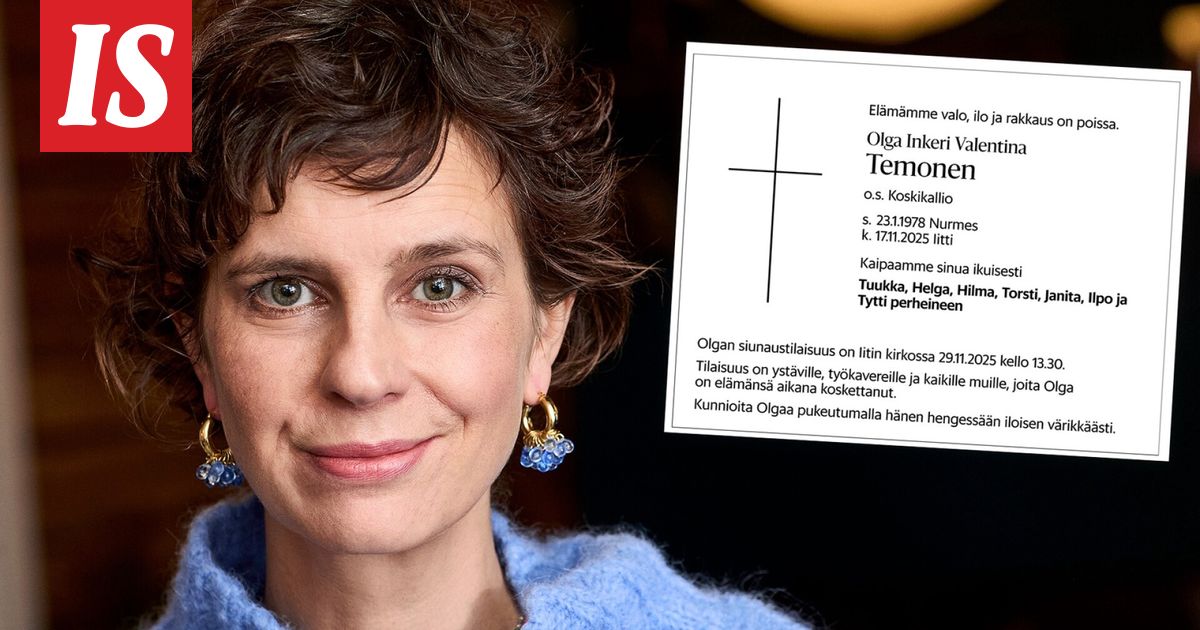 Olga Temosen kuolinilmoitus julkaistiin HS:ssä – ”Valo, ilo ja rakkaus”