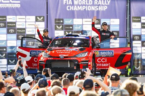 Jari-Matti Latvalan ja hänen kartturinsa Janni Hussin vauhti oli kohdallaan elokuussa Jyväskylän MM-rallin WRC2-luokassa.