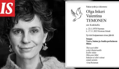 Olga Temosen kuolinilmoitus julkaistiin Ylä-Karjala-lehdessä