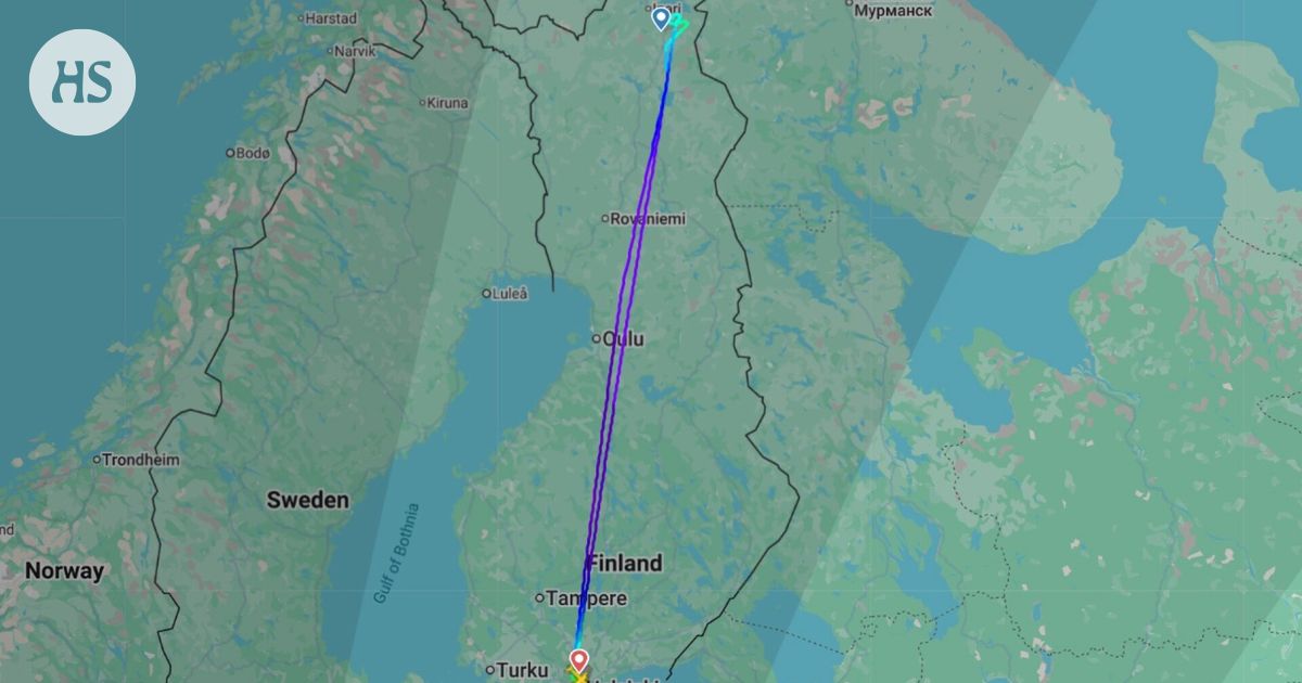 Aamulento oli melkein Ivalossa, mutta kääntyikin takaisin Helsinkiin