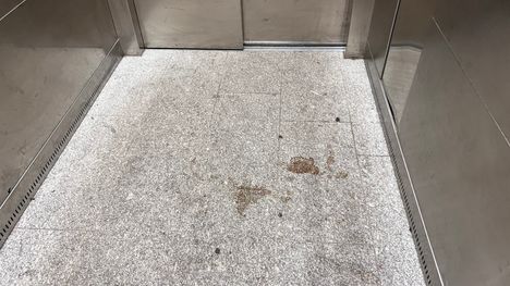 Asukkaan mukaan rapussa ja hisseissä on jatkuvasti roskaista ja likaista, vaikka niitä siivotaan melko ahkerasti. Välillä hississä on oksennukset, asukas kertoo.