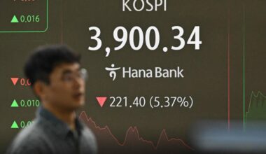 Soulin pörssin Kospi-indeksi ja Tokion pörssin Nikkei 225 -indeksi ovat olleet laskussa. LEHTIKUVA / AFP