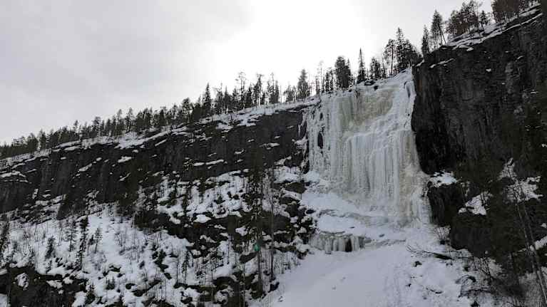 Ruskea virta jääputous Korouomalla