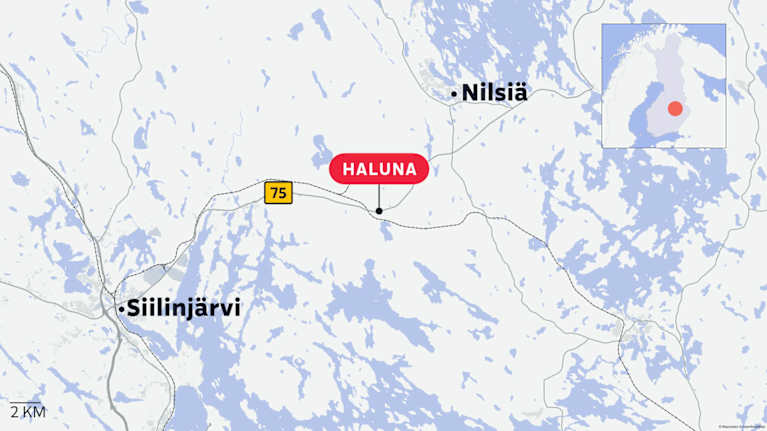 Nilsiän Haluna kartalla.