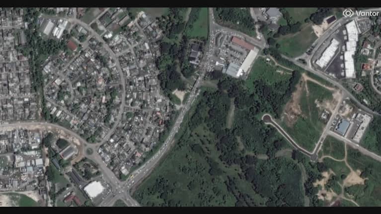 Satelliittikuva näyttää hurrikaanituhoja Jamaikalla.