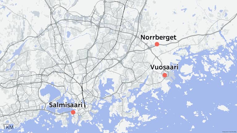 Kartta mihin on merkattu Helenin kaavailtuja lämpölaitoksia.