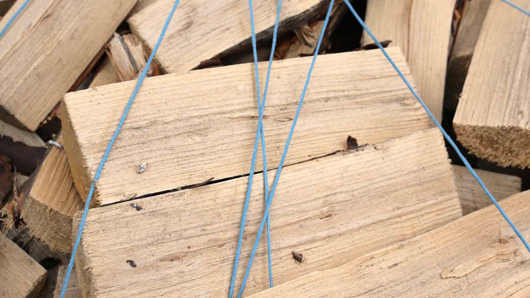 Polttopuita on kasassa narujen alla.