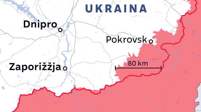 Kartta Ukrainan rintamalinjan muutoksesta 9.10.2024–18.11.2025.