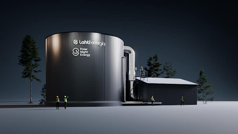 Havainnekuva maailman toistaiseksi suurimmasta hiekka-akusta, jonka rakentaminen alkaa Asikkalan Vääksyssä.