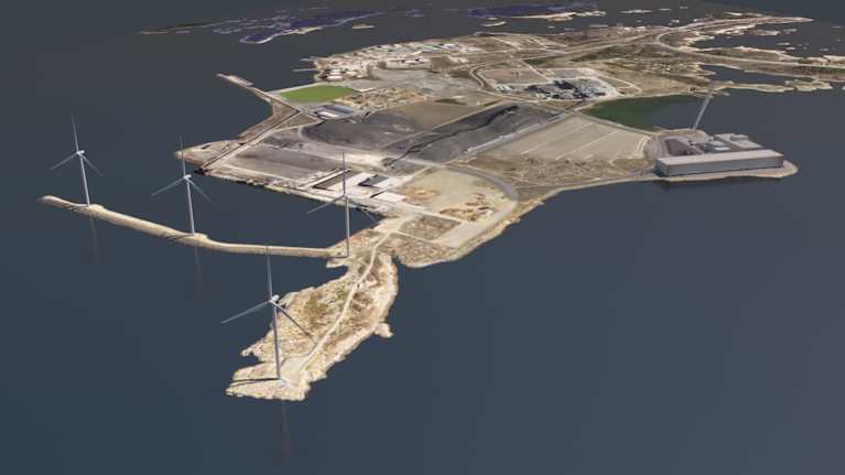 Havainnekuva vanadiinilaitoksen sijainnista Porin Tahkoluodossa.