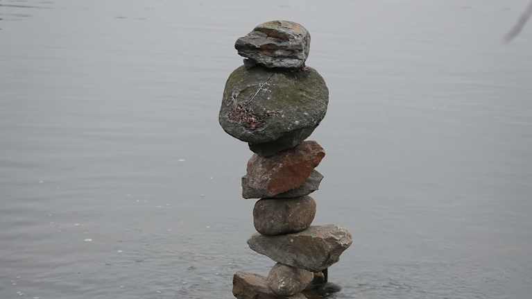 Markku Puustisen Seita-teos Töölönlahdella ja sorsa. 