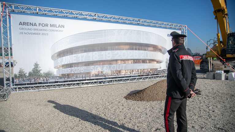 Ennakkovihkiäisseremonia uudessa Arena Di Milano Santa Giuliassa, Milano, Italia – 28. marraskuuta 2023.