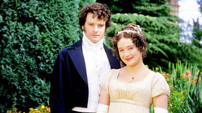 Colin Firth on Mr. Darcy ja Jennifer Ehle on Elizabeth Bennet sarjassa Ylpeys ja ennakkoluulo