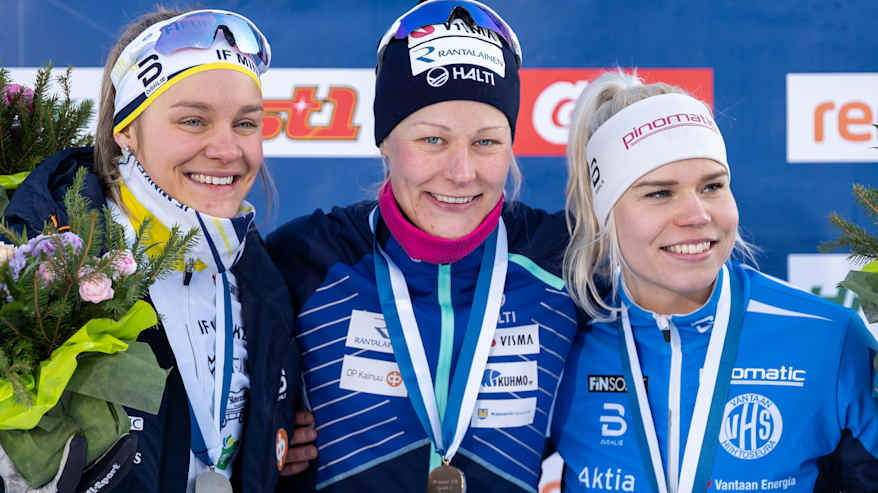 Medaljtrion i FM i sprintskidåkning februari 2020.