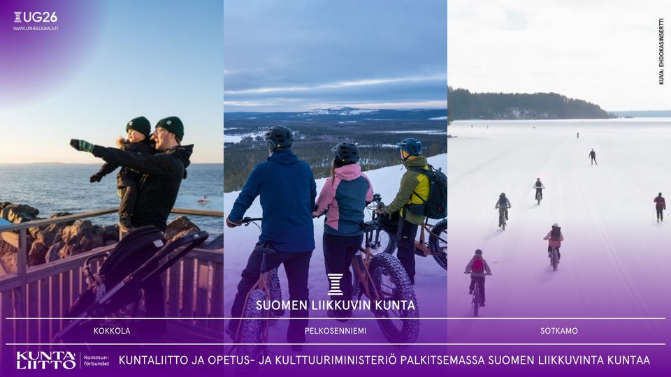 Suomen liikkuvin kunta 2025-kilpailun finalisteiksi Kokkola, Pelkosenniemi ja Sotkamo