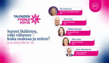 Kutsu: Talouden pyöreä pöytä - Suomi ikääntyy, väki vähenee - Kuka maksaa ja miten 2.12.2025