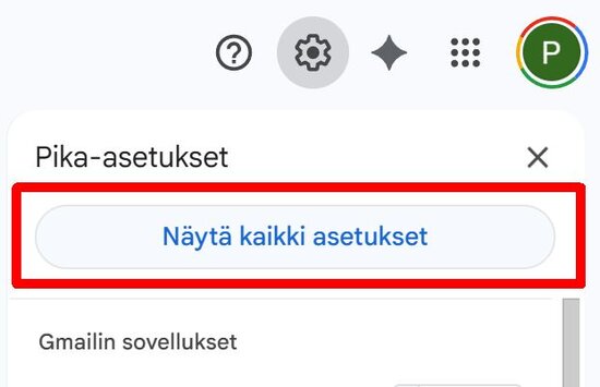 Asetusten valinta